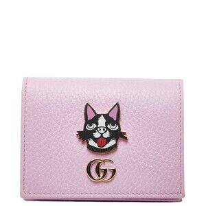 Gucci GG Marmont Bosco Bifold Compact Wallet 499325 Pink Leather Women's GUCCI